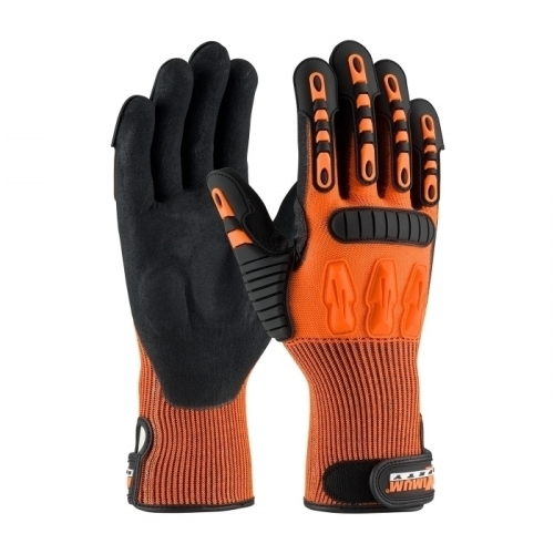 PIP 120-5150/L, MAXIMUM SAFETY TUFFMAX3, NITRILE MS COATED PADDED PALM, IMPACT TPR, A4