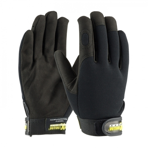 PIP 120-MX2805/L, MAX SAFETY, PROFESSIONAL MECHANIC'S GLOVE,SYNTHETIC LEATHER PALM, BLACK