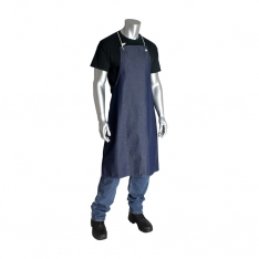 PIP 200-010, 100% COTTON BLUE DENIM BIB STYLE APRONS, NO POCKETS, 28IN.X36IN.