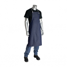 PIP 200-011, 100% COTTON BLUE DENIM BIB STYLE APRONS, ONE POCKET, 28IN.X36IN.
