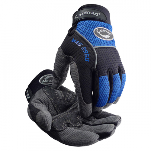 PIP 2950-5, CAIMAN, SYNTHETIC LEATHER PALM, BLUE MESH BACK