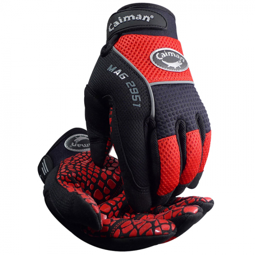 PIP 2951-7, CAIMAN, SYNTHETIC LEATHER PALM,RED MESH BACK