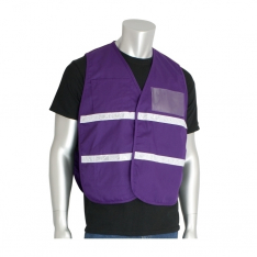 PIP 300-2501/M-XL, NON-ANSI IC VEST, PUR, POLY/COTTON H&L CLOSURE, 1IN. WHITE GLOSS TAPE