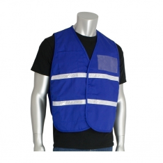 PIP 300-2504/M-XL, NON-ANSI IC VEST, ROY, POLY/COTTON H&L CLOSURE, 1IN. WHITE GLOSS TAPE