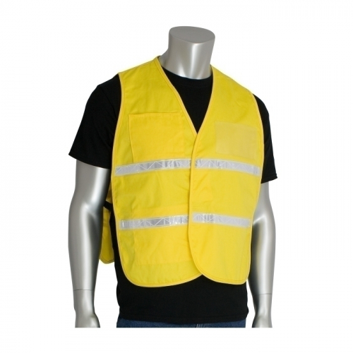 PIP 300-1510/2X-3X, NON-ANSI IC VEST, YLW, POLYESTER, H&L CLOSURE, 1IN. WHITE GLOSS TAPE