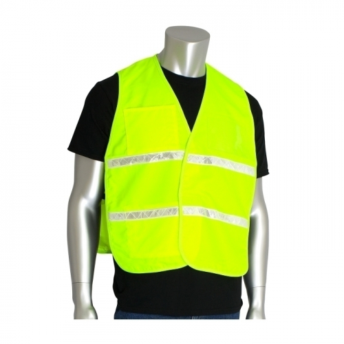 PIP 300-2513/4X-5X, NON-ANSI IC VEST, HVY, POLY/COTTON, H&L CLOSURE, 1IN. WHITE GLOSS TAPE