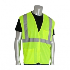PIP 302-0702-LY/XL, CLASS 2 MESH VEST, 2 POCKETS, H&L CLOSURE, 2IN. TAPE, LY