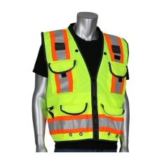 PIP 302-0900-LY/XL, Type R Class 2 Ripstop Solid/Mesh Engineer Tech Vest, Zipper, LY