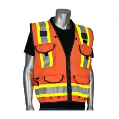 PIP 302-0900-OR/XL, Type R Class 2 Ripstop Solid/Mesh Engineer Tech Vest, Zipper, LY