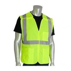 PIP 302-5PVLY-XL, CLASS 2 SOLID BREAKAWAY VEST, 3 PKT H&L CLOSURE, 2IN. TAPE, LY