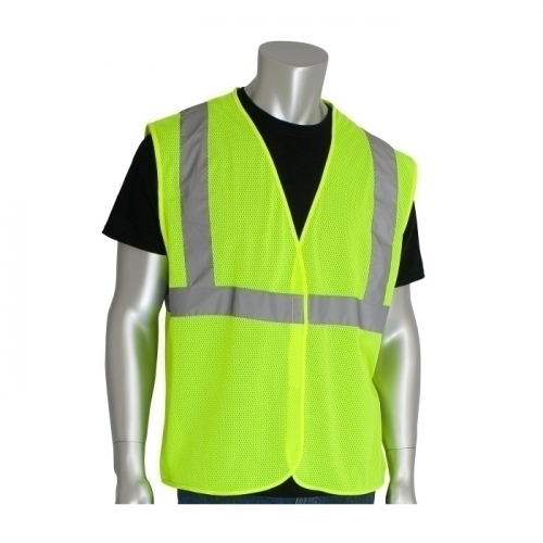 PIP 302-MVGLY-L, CLASS 2 MESH VEST, NO POCKETS, H&L CLOSURE, 2IN. TAPE, LY