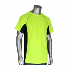 PIP 310-950B-LY/2X, NON-ANSI SHORT SLEEVE BLACK TRIM T-SHIRT, UV AND INSECT PROTECTION