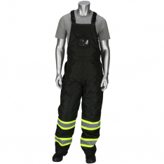 PIP 318-1780-BK/2X, RIP STOP INSULATED BIB OVERALL, REMOVABLE BIB, TWO TONE TAPE, BLACK, 2XL