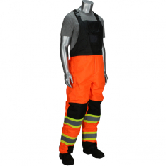 PIP 318-1780-OR/2X, CLASS E RIP STOP INSULATED BIB OVERALL, REMOVABLE BIB, TWO TONE TAPE, OR, 2XL