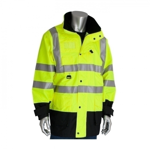 PIP 343-1756-YEL/4X, CLASS 3 COAT 7IN1, INSULATED INNER JACKET, ZIP. CL. HD, 2IN. TAPE, LY