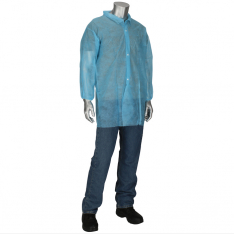 PIP 3512LB/2XL, LIGHT BLUE DISPOSABLE LAB COAT WITH ELASTIC WRISTS