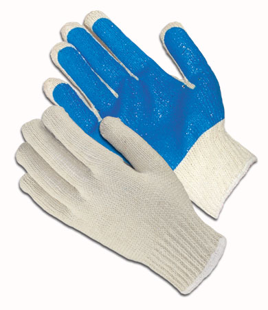 PIP 37-C2110PC-BL/L, COTTON/POLYESTER,10G MED WGT, BL. PVC PALM COATING