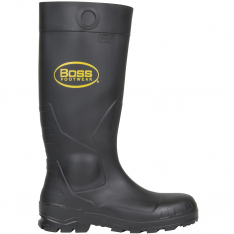 PIP 380-800/10, PLAIN TOE PVC WATERPROOF BOOT, PRE-FORMED INSOLE MADE IN USA, BLACK