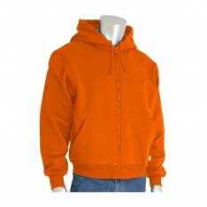 PIP 385-FRZH-OR/2X, AR/FR HOODED SWEATSHIRT, 20 CAL, 12 OZ. COTTON FLC, ZIP-FRONT, OR