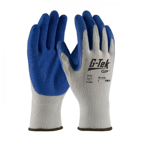 PIP 39-1310/XXL, G-TEK GP, ECONOMY COTTON/POLY GRAY 10G SHELL, BLUE LATEX CRINKLE GRIP