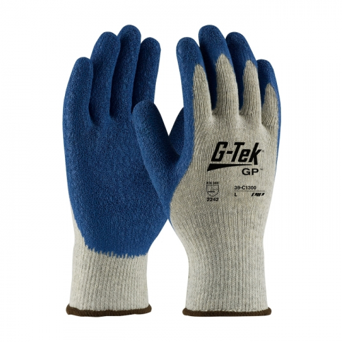 PIP 39-C1300/XXL, G-TEK GP, PREMIUM POLY/COTTON GRAY 10G SHELL, BLUE LATEX CRINKLE GRIP