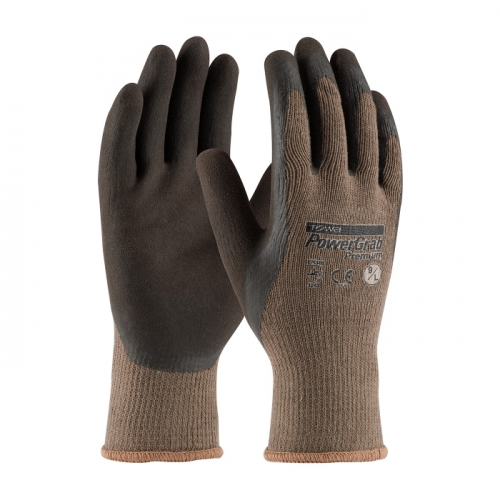 PIP 39-C1500/M, POWERGRAB PREMIUM, BROWN 10G COTTON /POLY SHELL, LATEX MICROFINISH GRIP