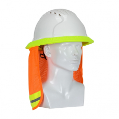 PIP 396-700FR-OR, EZ-COOL HARD HAT NECK SHADE, FR TREATED, REFL TAPE, ELASTIC, OR