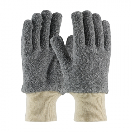 PIP 42-C753/L, TERRY CLOTH SEAMLESS GLOVES, LOOP-OUT, 18 OZ., KW, GRY.