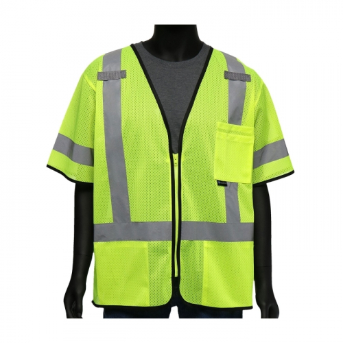 PIP 47302/2XL, WEST CHESTER, CLASS 3, HI-VIS YELLOW MESH, ZIPPER CLOSURE