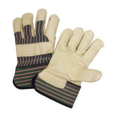 PIP 5150/L, COWHIDE LEATHER PALM, REG GRADE, GREEN/PINK FABRIC BACK, WING THUMB, SAFETY CUFF