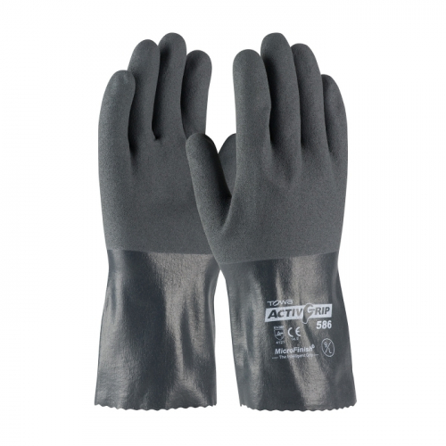 PIP 56-AG586/M, ACTIVGRIP SUPPORTED, 15G COTTON, GRAY NITRILE W/ MICROFINISH, 12"L