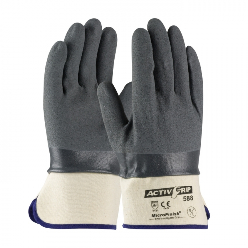 PIP 56-AG588/M, ACTIVGRIP SUPPORTED, 15G COTTON, GRAY NITRILE MICROFINISH, SAFE CUFF