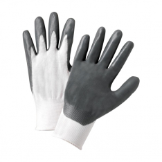 PIP 713SNC/10, POSIGRIP, WHITE POLYESTER KNIT SHELL, GRAY NITRILE COATED PALM