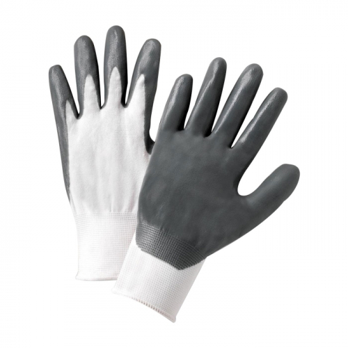 PIP 713SNC/6, POSIGRIP, WHITE POLYESTER KNIT SHELL, GRAY NITRILE COATED PALM