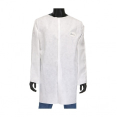 PIP C3818/L, POSIWEAR M3 WHITE LABCOAT, SNAP FRONT CLOSURE, NO POCKETS