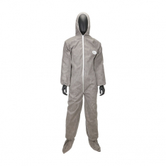 PIP C3909/L, POSIWEAR M3 GRAY COVERALL, ELASTIC WRIST/ANKLE, ATTACHED HOOD/BOOT