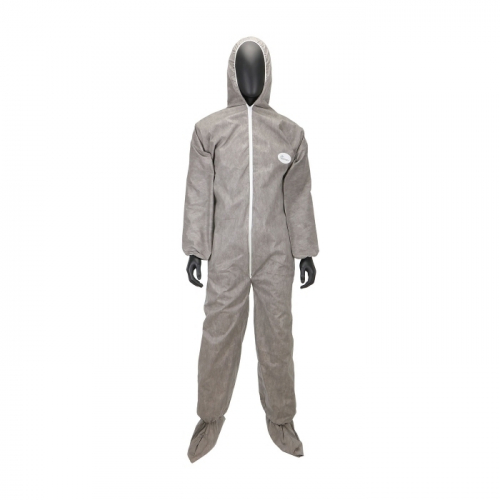 PIP C3909/XXL, POSIWEAR M3 GRAY COVERALL, ELASTIC WRIST/ANKLE, ATTACHED HOOD/BOOT