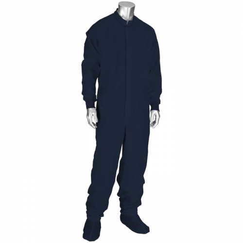 PIP CC1245-74NV-5PK-M, NAVY COVERALL WITH RAGLAN SLEEVES, AND KNIT CUFFS