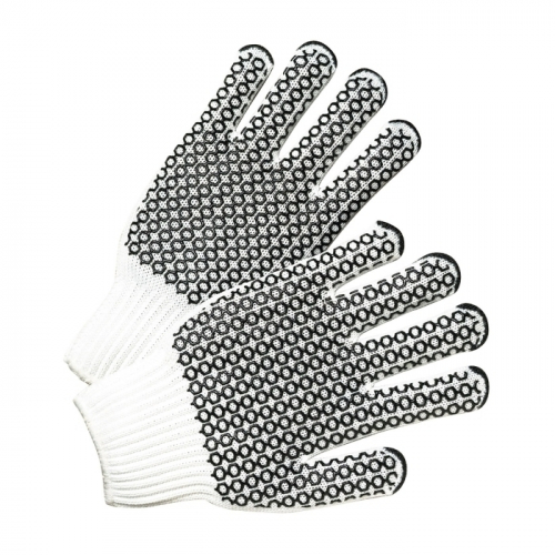 PIP K708SKHW/M, COTTON/POLYESTER, MEDIUM WEIGHT, WHITE, BLACK DOUBLE SIDED PVC HONEYCOMB GRIP
