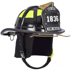 MSA 10247318, Cairns 1836 Black Fire Helmet, with standard liner, bourkes Bourkes Tuffshield Visor, 